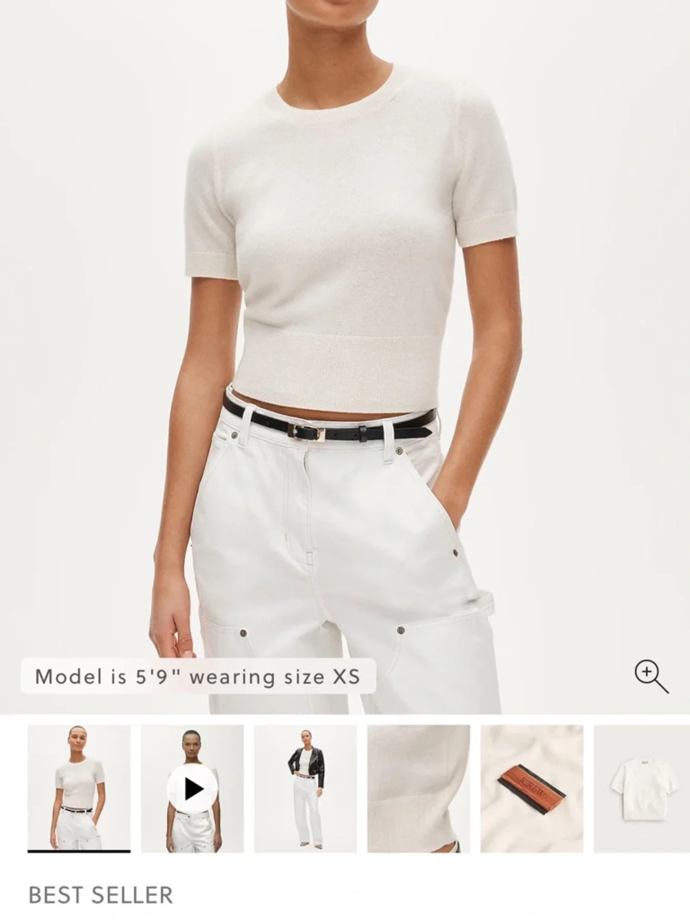 J. Crew NWOT Pastel Blue Shrunken Crop TopShort Sleeve 100% Cashmere - Picture 7 of 8